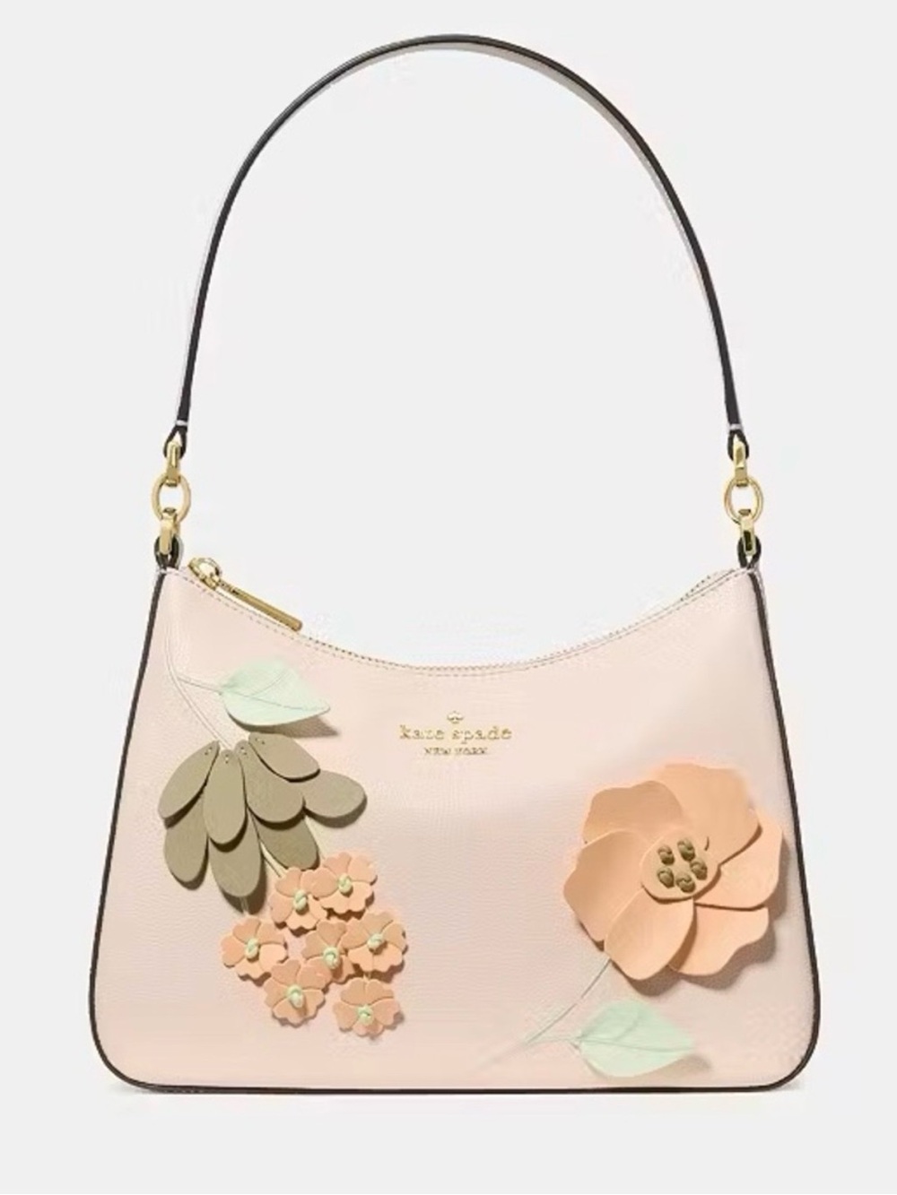 Kate Spade Margot Floral Embellished Medium Shoulder Bag Fresh Peach New $389